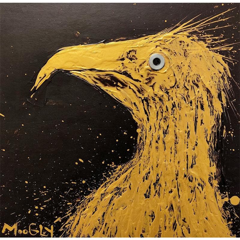 Painting Goldinus by Moogly | Painting Figurative Animals Cardboard Acrylic