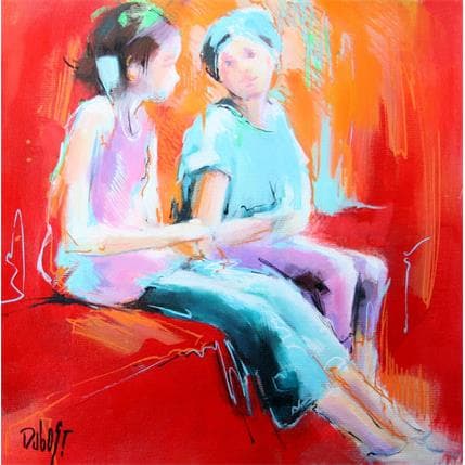 Painting Entre copines by Dubost | Painting Figurative Oil Life style