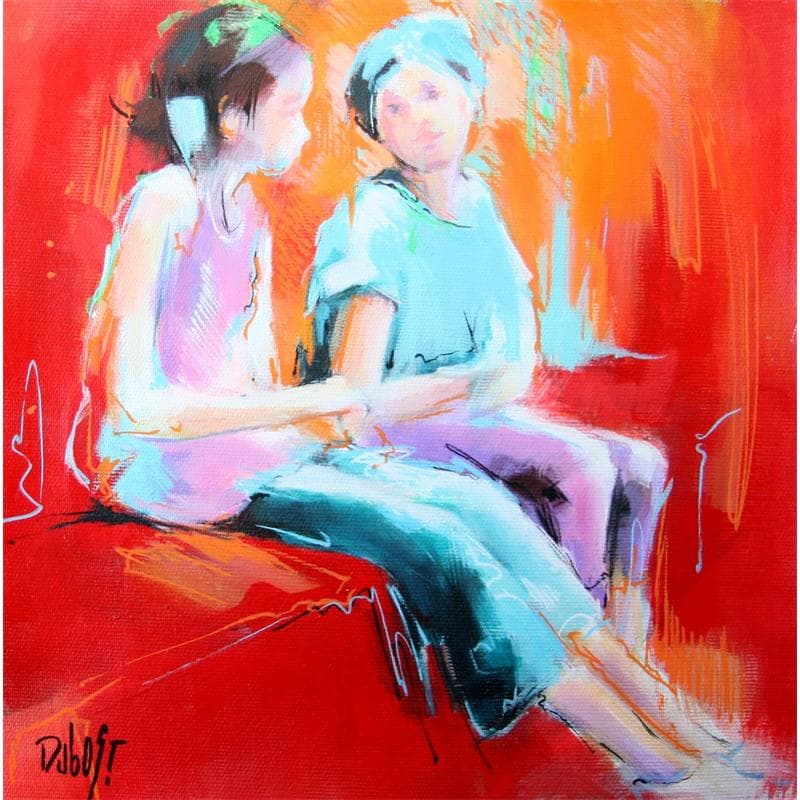 Painting Entre copines by Dubost | Painting Figurative Life style Oil