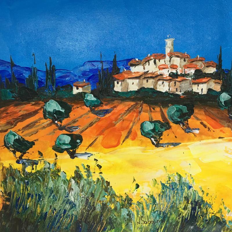 Gemälde Champs d'oliviers près de Brignoles von Sabourin Nathalie | Gemälde Figurativ Öl