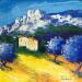 Peinture Les oliviers bleus en Provence par Sabourin Nathalie | Tableau Figuratif Huile