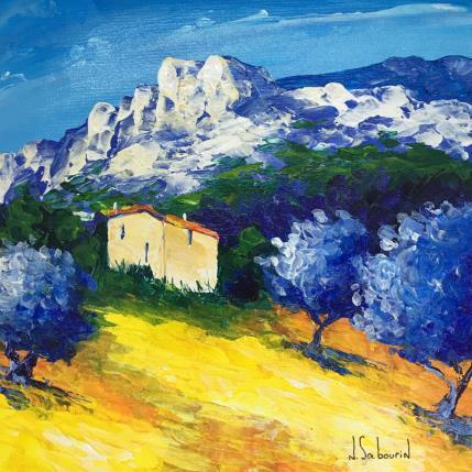 Peinture Les oliviers bleus en Provence par Sabourin Nathalie | Tableau Figuratif Huile icones Pop