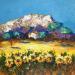 Painting Champs de tournesols by Sabourin Nathalie | Painting Figurative Oil