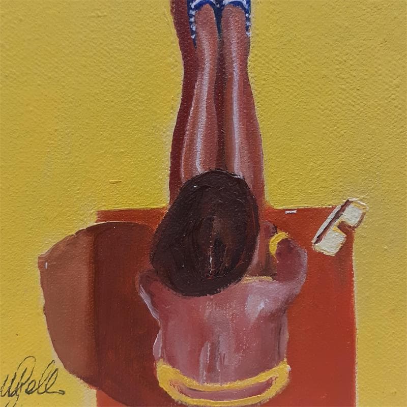 Painting Yellow eight spikes by Gallo Manuela | Painting Figurative Acrylic Life style
