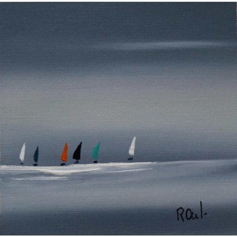 Painting Régate 32 by Roussel Marie-Ange et Fanny | Painting Abstract Oil Marine