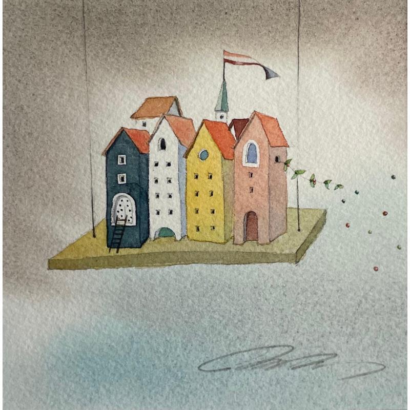 Peinture Houses on a swing par Masukawa Masako Carré d'artistes