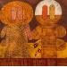 Painting 2 Angels by Ortiz Gustavo | Painting Raw art Portrait Minimalist Cardboard Gluing