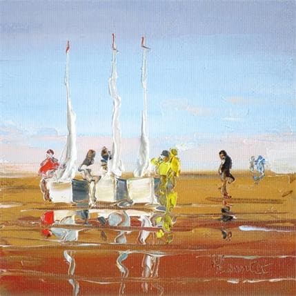 Painting Mise en selle à l'école de voile by Hanniet | Painting Figurative Oil Landscapes, Life style, Marine