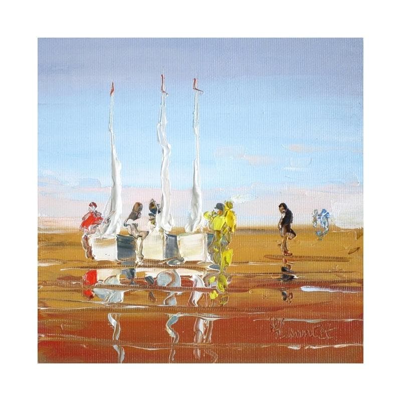 Painting Mise en selle à l'école de voile by Hanniet | Painting Figurative Oil Landscapes, Life style, Marine