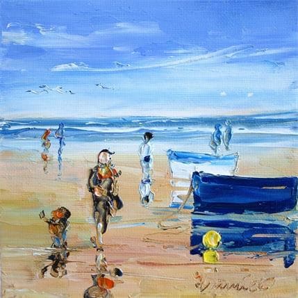 Painting By the sea, en bord de mer by Hanniet | Painting Figurative Oil Landscapes, Life style, Marine