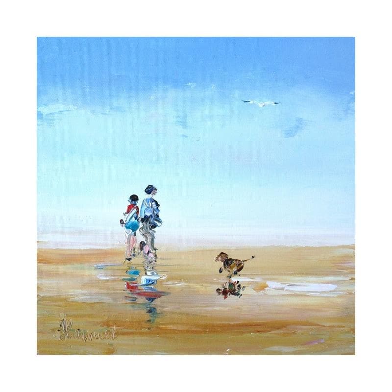 Peinture L'horizon en partage par Hanniet | Tableau Figuratif Paysages Marine Scènes de vie Huile