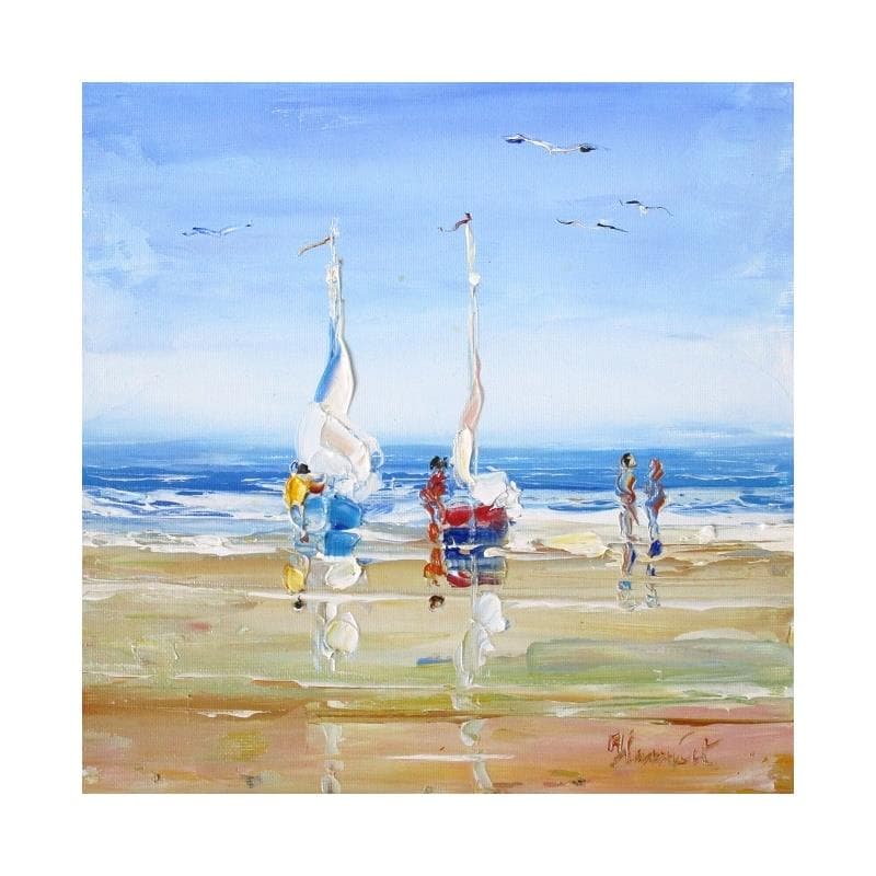 Painting In the mood for sail, envie de voile by Hanniet | Painting Figurative Oil Landscapes, Life style, Marine, Pop icons