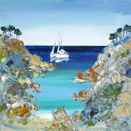 Painting Peacefull time spot, tranquilité en bord de mer by Hanniet | Painting Figurative Oil Landscapes, Marine
