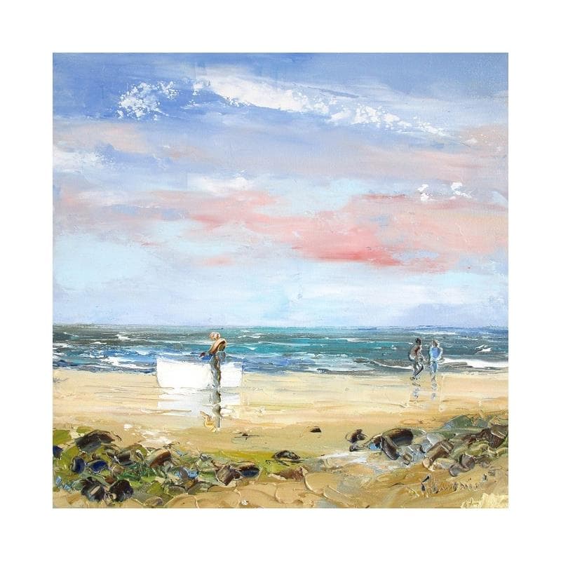Painting Lueurs évasives en bord de mer by Hanniet | Painting Figurative Oil Landscapes, Life style, Marine