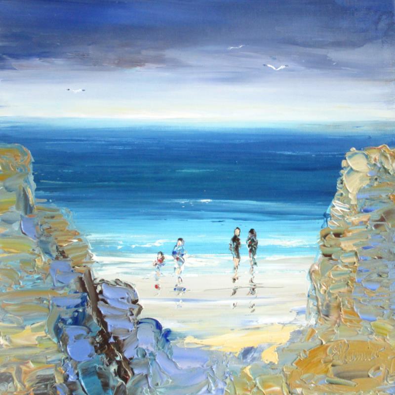 Painting Embellie soudaine sur la plage by Hanniet | Painting Figurative Oil Landscapes, Life style, Marine