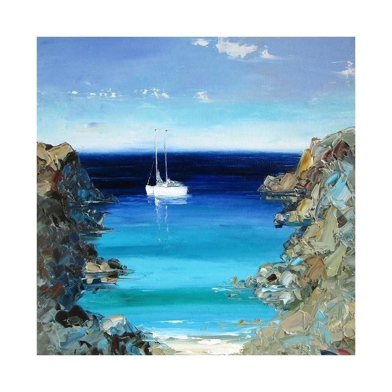 Painting Un amour de crique marine by Hanniet | Painting Figurative Oil Landscapes, Life style, Marine