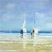 Peinture Retour de bon vent sur la plage par Hanniet | Tableau Figuratif Paysages Marine Scènes de vie Huile