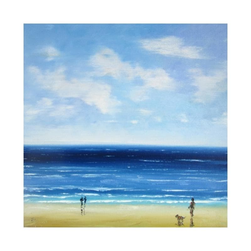 Painting Le monde est vaste en bord de mer by Hanniet | Painting Figurative Oil Landscapes, Life style, Marine