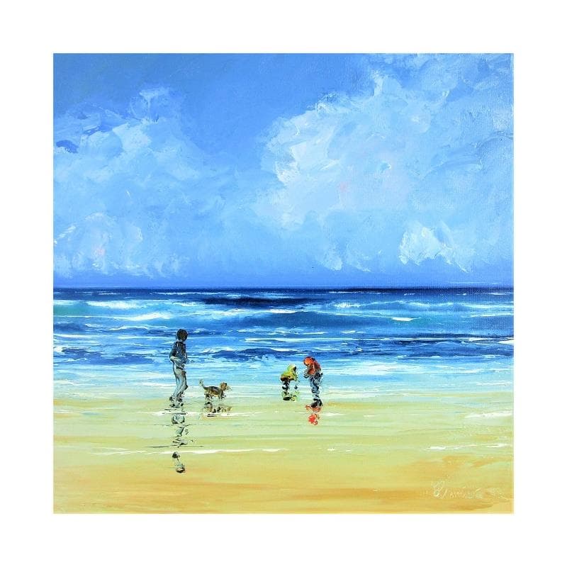 Painting Jeux d'écume à l'océan by Hanniet | Painting Figurative Oil Landscapes, Life style, Marine