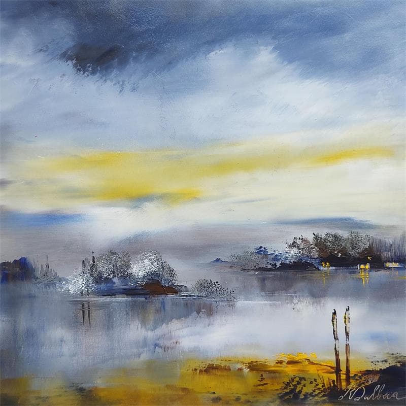 Painting Reflets d'hiver by Dalban Rose | Painting Figurative Landscapes Oil