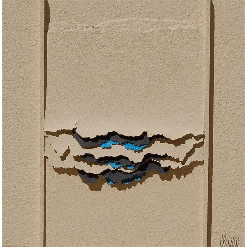 Peinture Tes yeux bleus par Clisson Gérard | Tableau Abstrait Mixte minimaliste