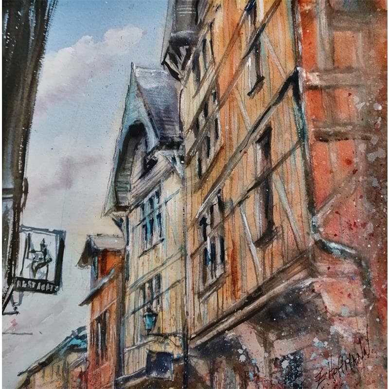 Painting Troyes 4 by Hoffmann Elisabeth | Painting Figurative Watercolor Urban