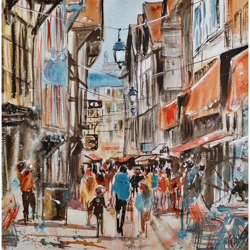 Painting Troyes 30 by Hoffmann Elisabeth | Painting Figurative Watercolor Urban