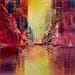 Painting Les reflets roses by Levesque Emmanuelle | Painting Abstract Oil Urban