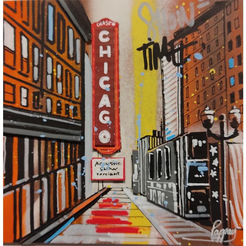 Peinture Chicago theatre par Pappay | Tableau Street Art Huile Paysages