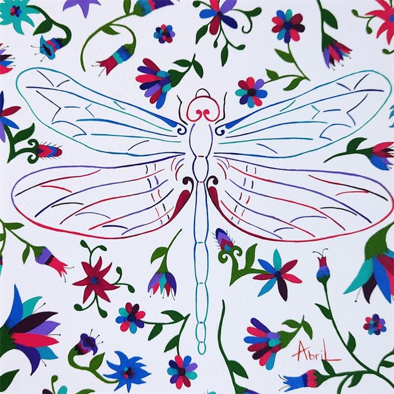 Peinture Zu'ue-Insecto par Espinoza Abril | Tableau Art Singulier Mixte minimaliste