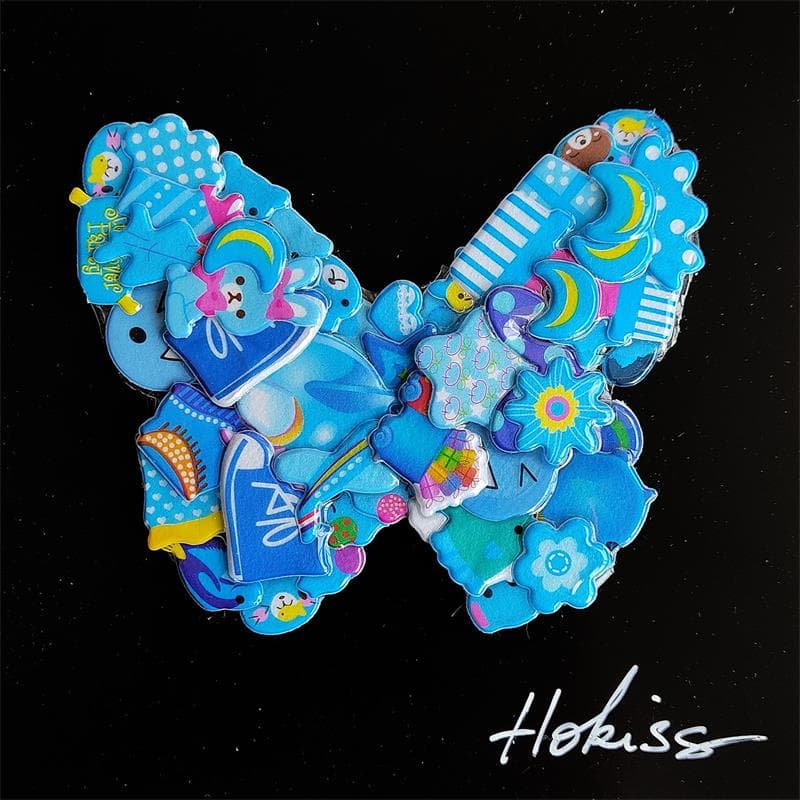 Painting Papillon II by Hokiss | Painting Pop art Mixed
