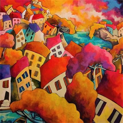 Painting Une belle journée d'automne by Fauve | Painting Figurative Oil Landscapes, Urban