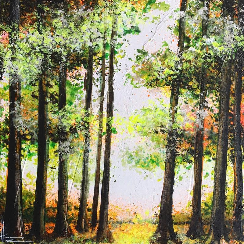 Painting À l'orée du bois by Locoge Alice | Painting Figurative Acrylic Landscapes