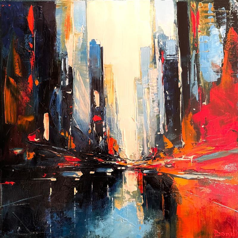 Painting The flaming city by Bond Tetiana | Painting Figurative Urban Oil