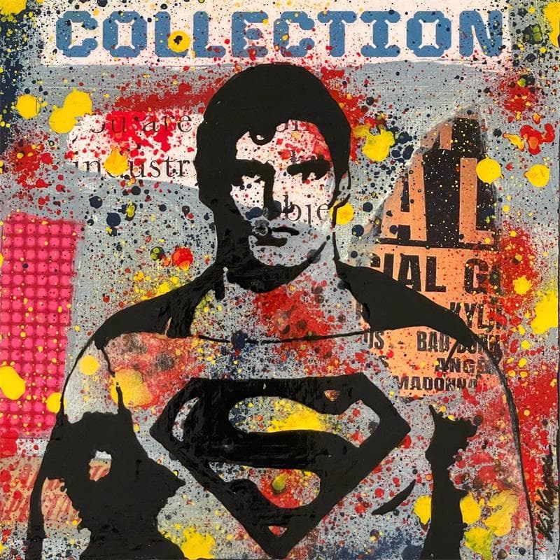 Gemälde Superman von Kikayou | Gemälde Figurativ Graffiti Öl