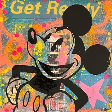 Gemälde Mickey von Kikayou | Gemälde Figurativ Graffiti, Öl Pop-Ikonen, Porträt