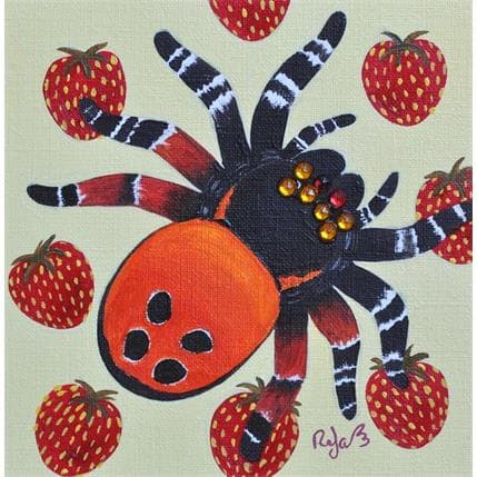 Painting L'araignée fraise by Lennoz Raphaële | Painting Naive art Oil Animals