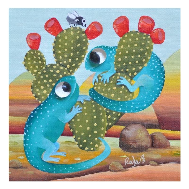 Painting Cactus by Lennoz Raphaële | Painting Naive art Oil Animals
