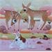 Peinture Balade en forêt par Lennoz Raphaële | Tableau Illustration Mixte animaux