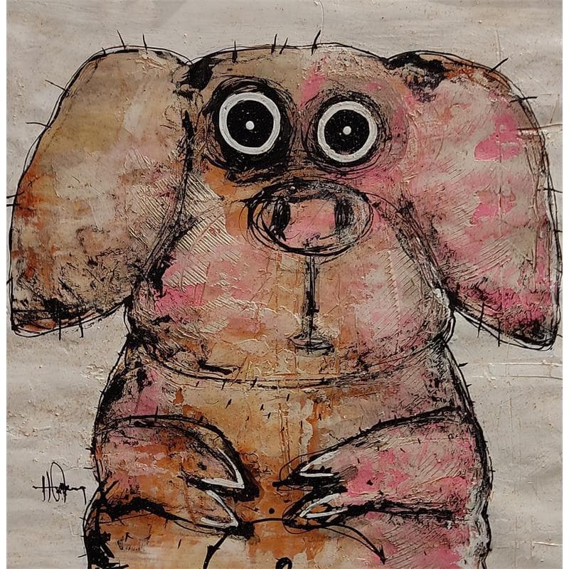 Painting Cochon rigolo by Maury Hervé | Painting Figurative Mixed Animals
