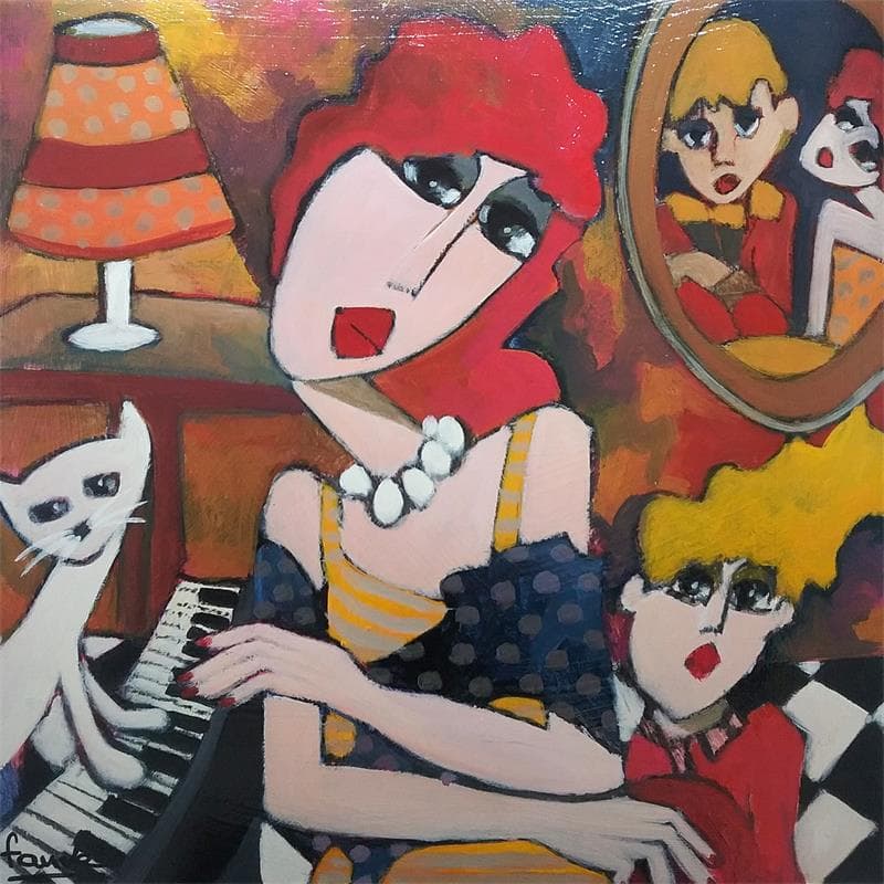 Painting La famille by Fauve | Painting Figurative Life style Acrylic