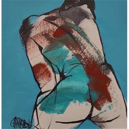 Painting Bleu turquoise 2 by Chaperon Martine | Painting Figurative Mixed Nude