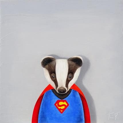 Painting SUPER BLAIREAU by Ann R | Painting Illustrative Oil Animals, Pop icons, Portrait