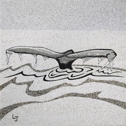 Peinture Queue de baleine par Jovys Laurence  | Tableau Figuratif Sable Animaux