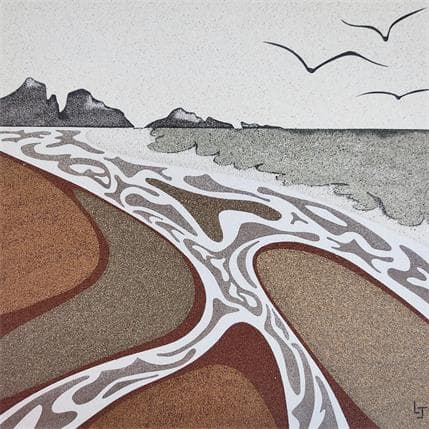 Peinture Rêve de plage par Laurence Jovys | Tableau Figuratif Mixte Paysages