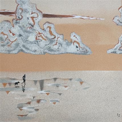 Painting Reflets sur le sable mouillé by Jovys Laurence  | Painting Figurative Mixed Landscapes