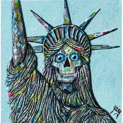 Peinture Liberty par Geiry | Tableau Art Singulier Mixte icones Pop