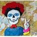 Peinture Hola es Frida par Geiry | Tableau Art Singulier Mixte icones Pop