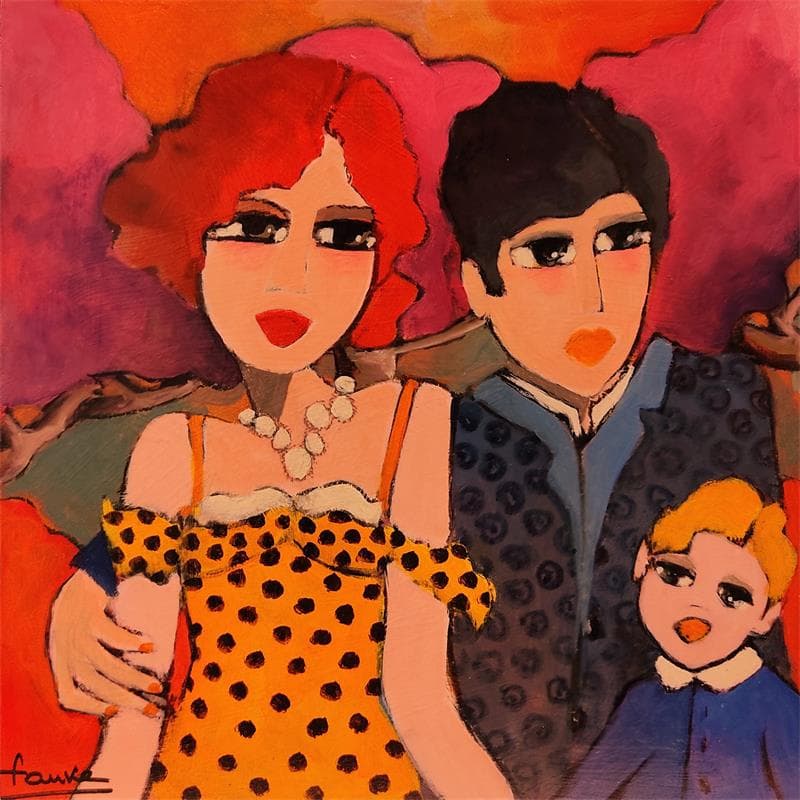 Painting En famille by Fauve | Painting Figurative Acrylic Life style
