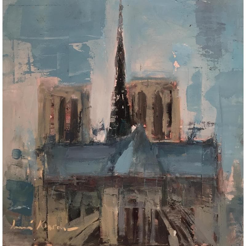 Gemälde Notre dame de Paris von Karoun Amine  | Gemälde Figurativ Urban Öl